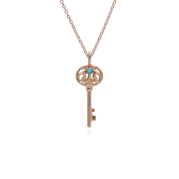 Classico pendente a chiave grande in argento 925 placcato oro rosa con giada rotonda