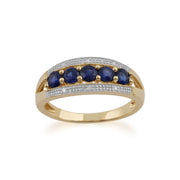 Anello Gemondo con zaffiro, oro giallo da 9 ct, zaffiro da 0,83 ct e anello con diamanti