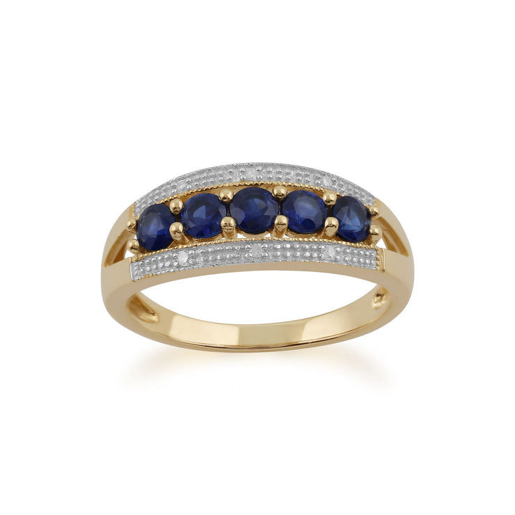 Anello Gemondo con zaffiro, oro giallo da 9 ct, zaffiro da 0,83 ct e anello con diamanti