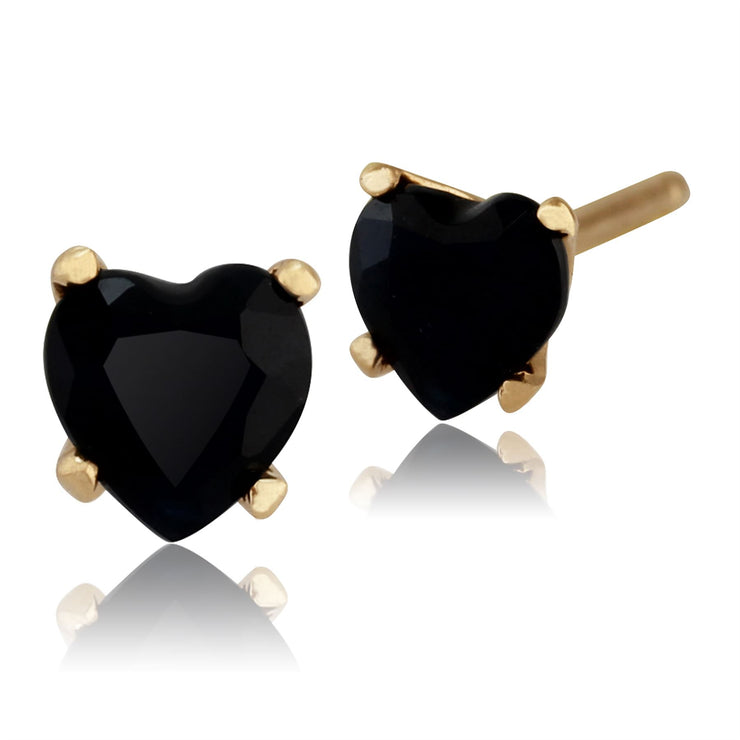 Ciondolo a forma di cuore classico in oro giallo 375 e orecchini con zaffiro