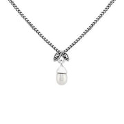 Collana e orecchini con bottone a foglia in stile Art Déco Argento 925 Perla e marcasite