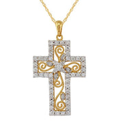 Ciondolo croce in oro giallo 750 con pavé di diamanti