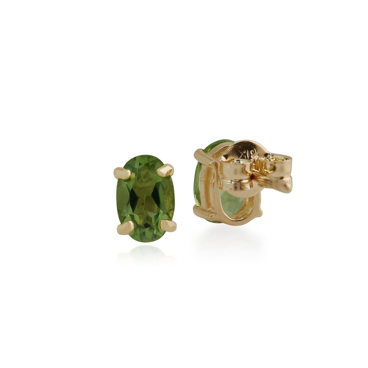 Orecchini classici con peridoto ovale in oro giallo 375 