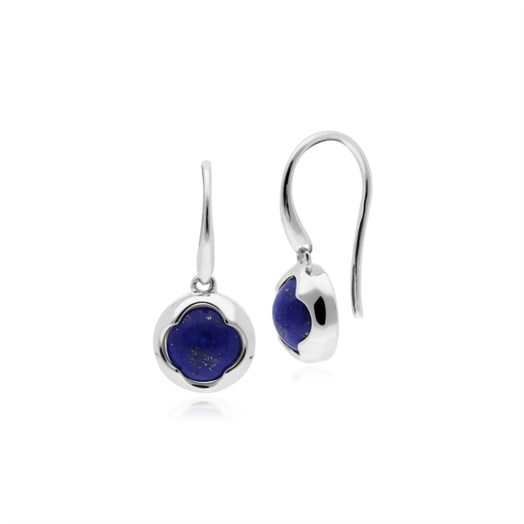 Orecchini pendenti circolari circolari con lapislazzuli in argento 925