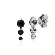 Orecchini sfumati rotondi in argento sterling con tre pietre di zaffiro