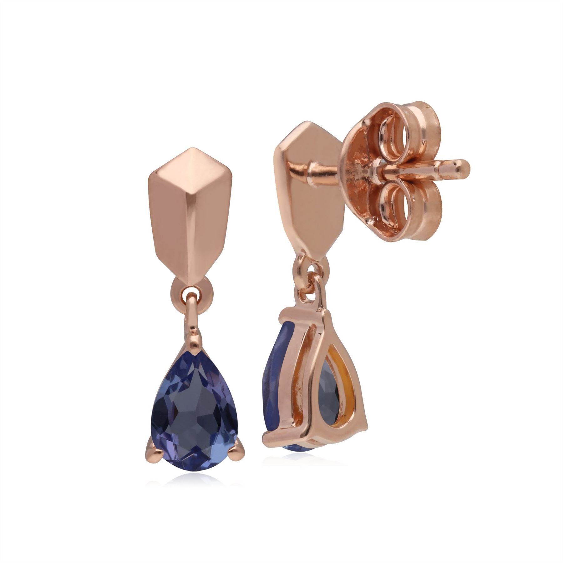Tanzanite Earrings in Rose Gold Plated 925 Sterling Silver