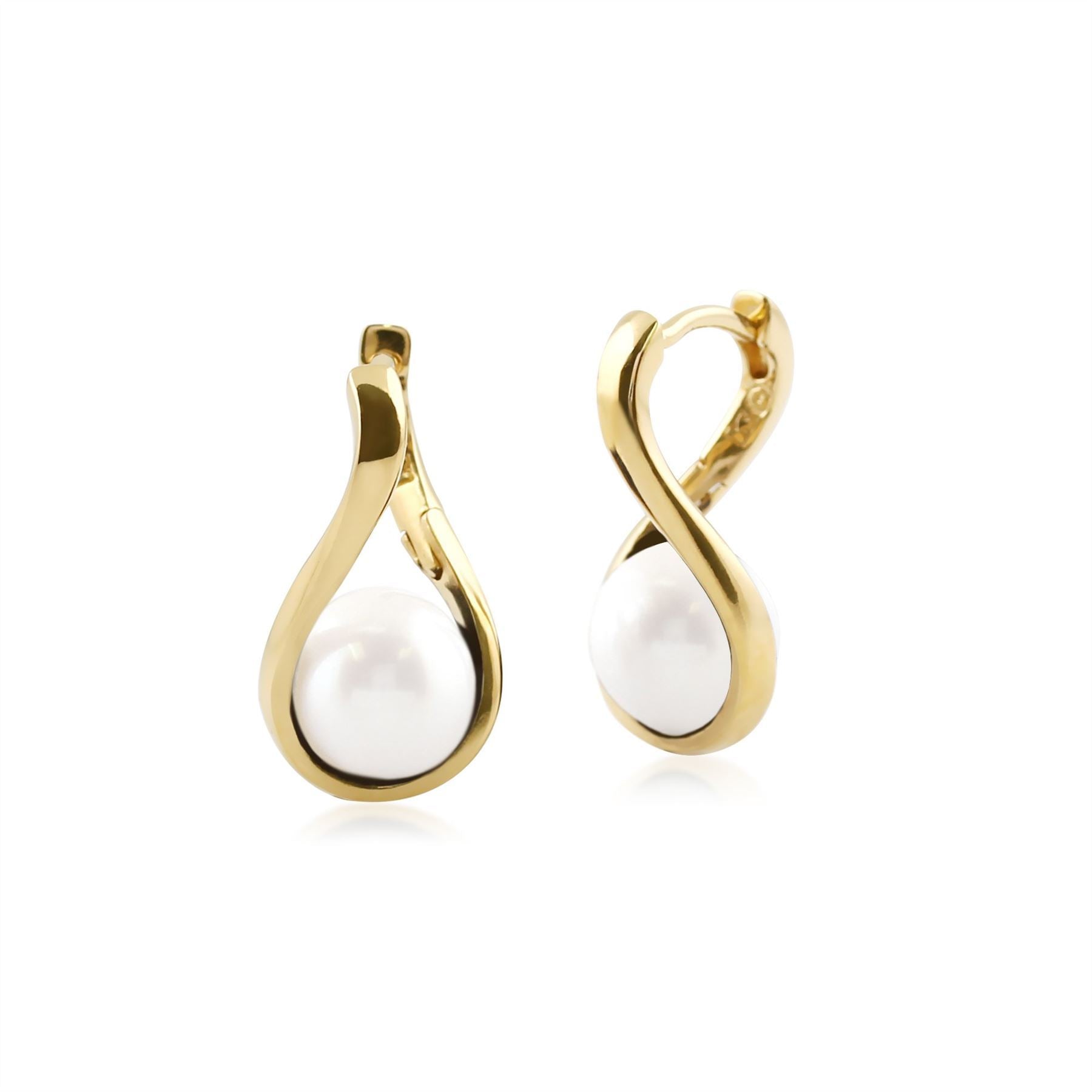 Kosmos White Agate Orb Earrings in Yellow Gold Plated Sterling Silver
