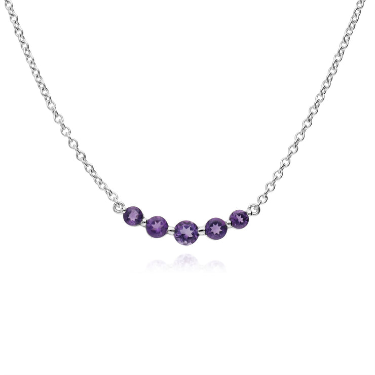 Collana in argento sterling con cinque pietre di ametista e gradiente rotondo da 45 cm