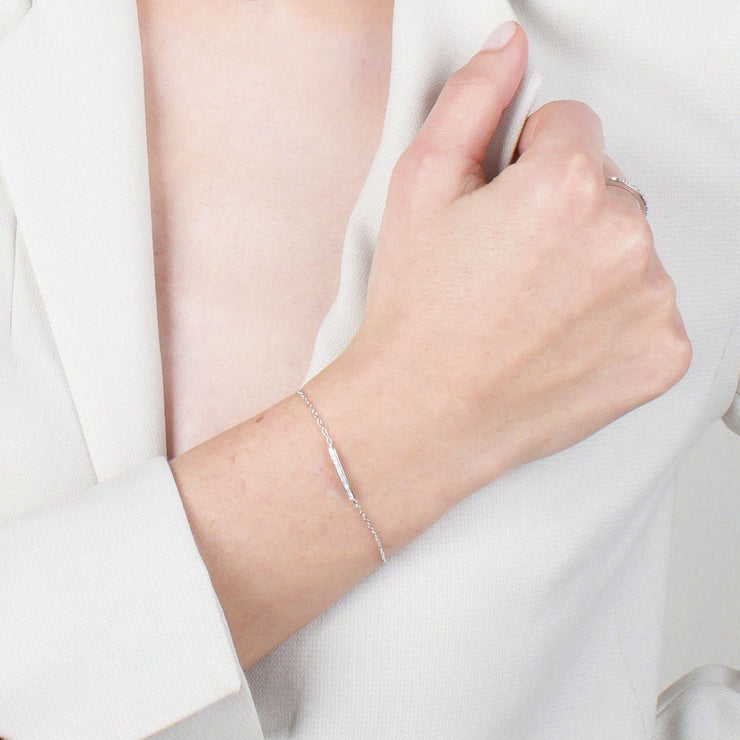 Bracciale con diamanti, bracciale in oro bianco da 9 ct con diamanti da 3 pt, 19 cm
