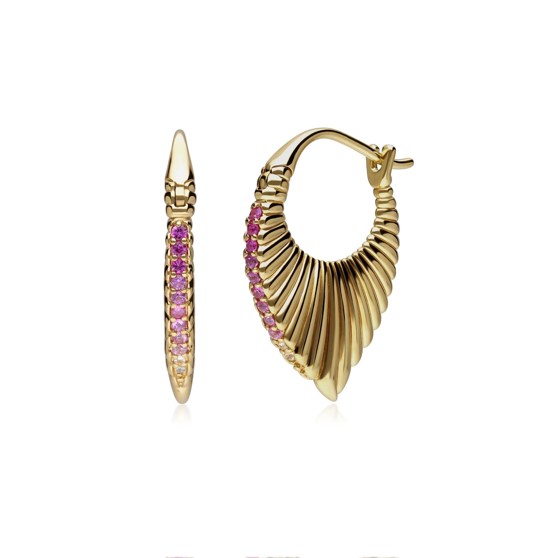 Caruso Pink Sapphire Pleated  Fan Drop Earrings