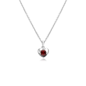 Gemondo Red Garnet Gemstone Heart Sterling Silver Necklace