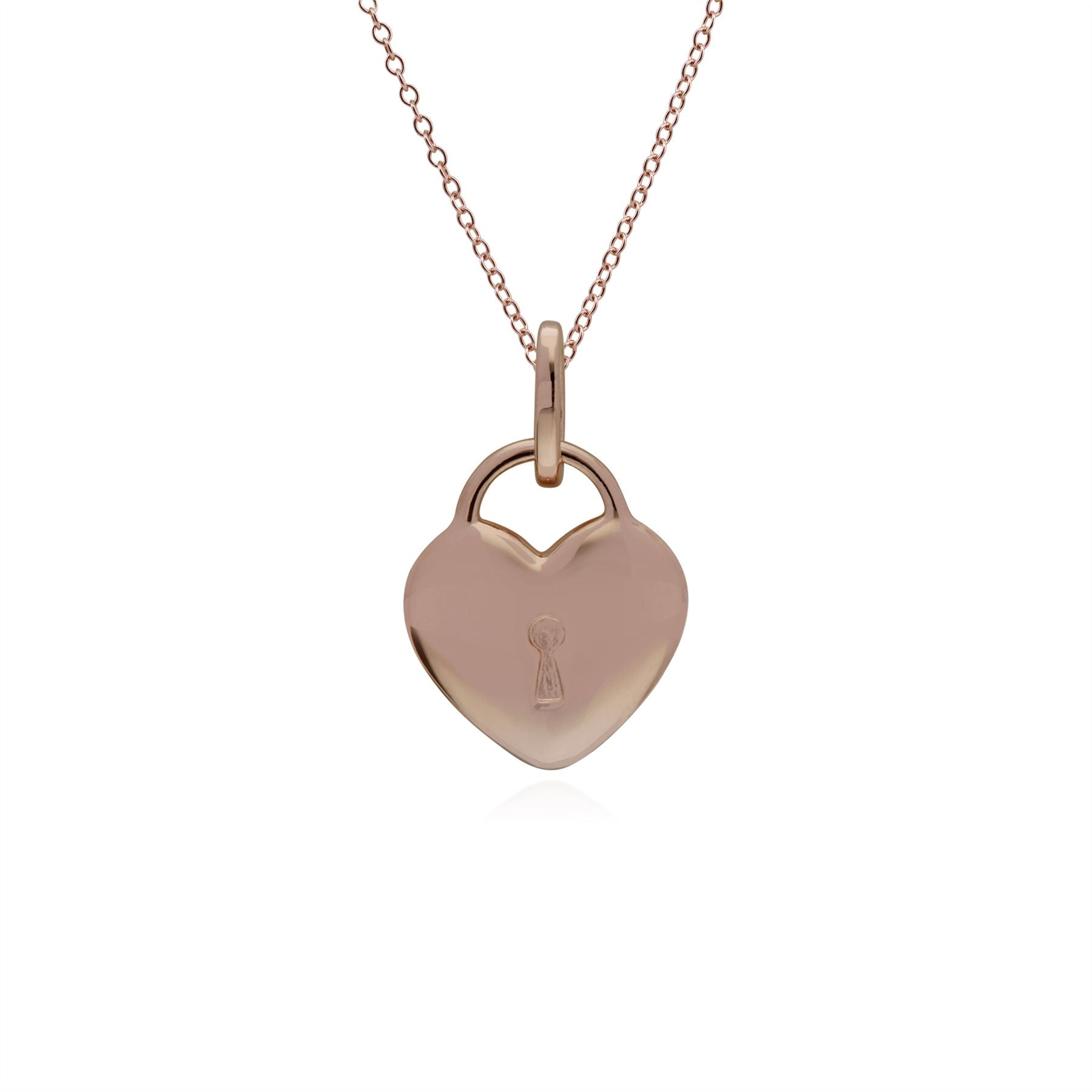 Ciondolo classico con lucchetto a cuore in argento 925 placcato oro rosa e grandi ciondoli con chiave in rubino