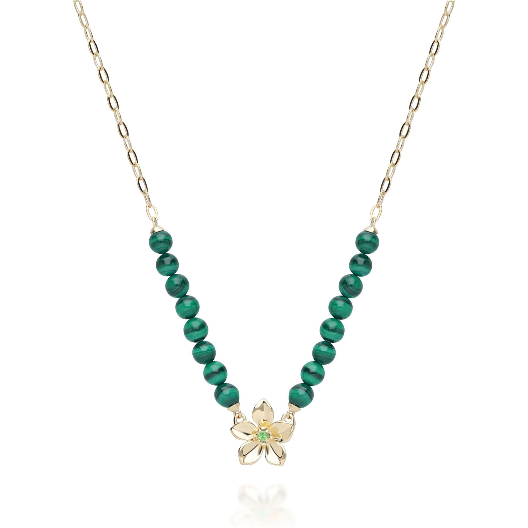 ECFEW™ "The Creator" Collana con perline di malachite e tsavorite
