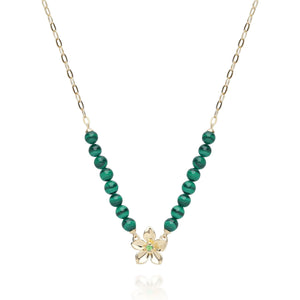ECFEW™ "The Creator" Collana con perline di malachite e tsavorite