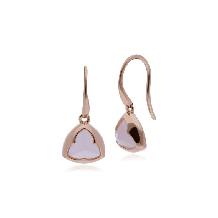 Orecchini pendenti in quarzo rosa, orecchini pendenti in quarzo rosa con prisma pan di zucchero placcato in argento sterling rosa