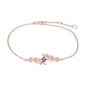 O Leaf Amethyst Bracelet & Earring Set in 9ct Rose Gold