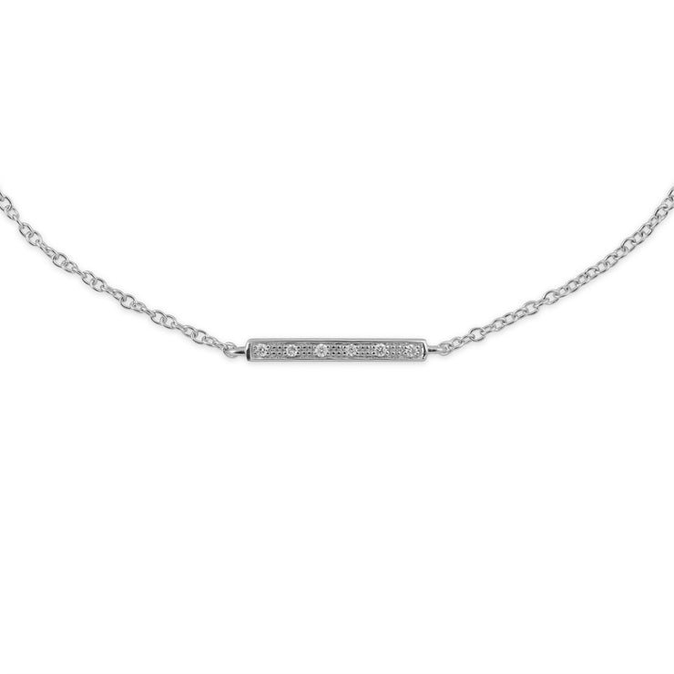 Bracciale con diamanti, bracciale in oro bianco da 9 ct con diamanti da 3 pt, 19 cm