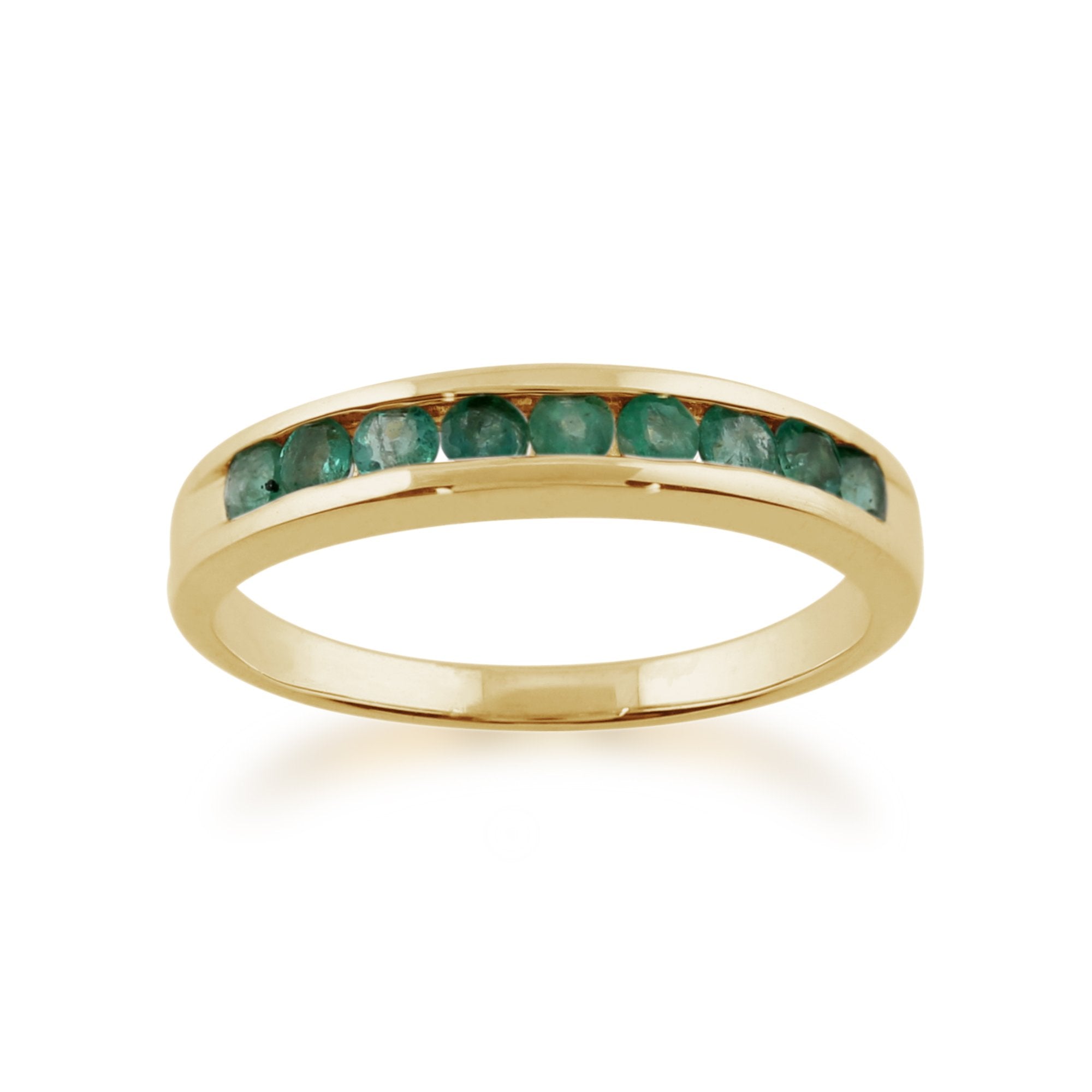 Channel Set 0.44ct Round Emerald Ring in 9ct Yellow Gold