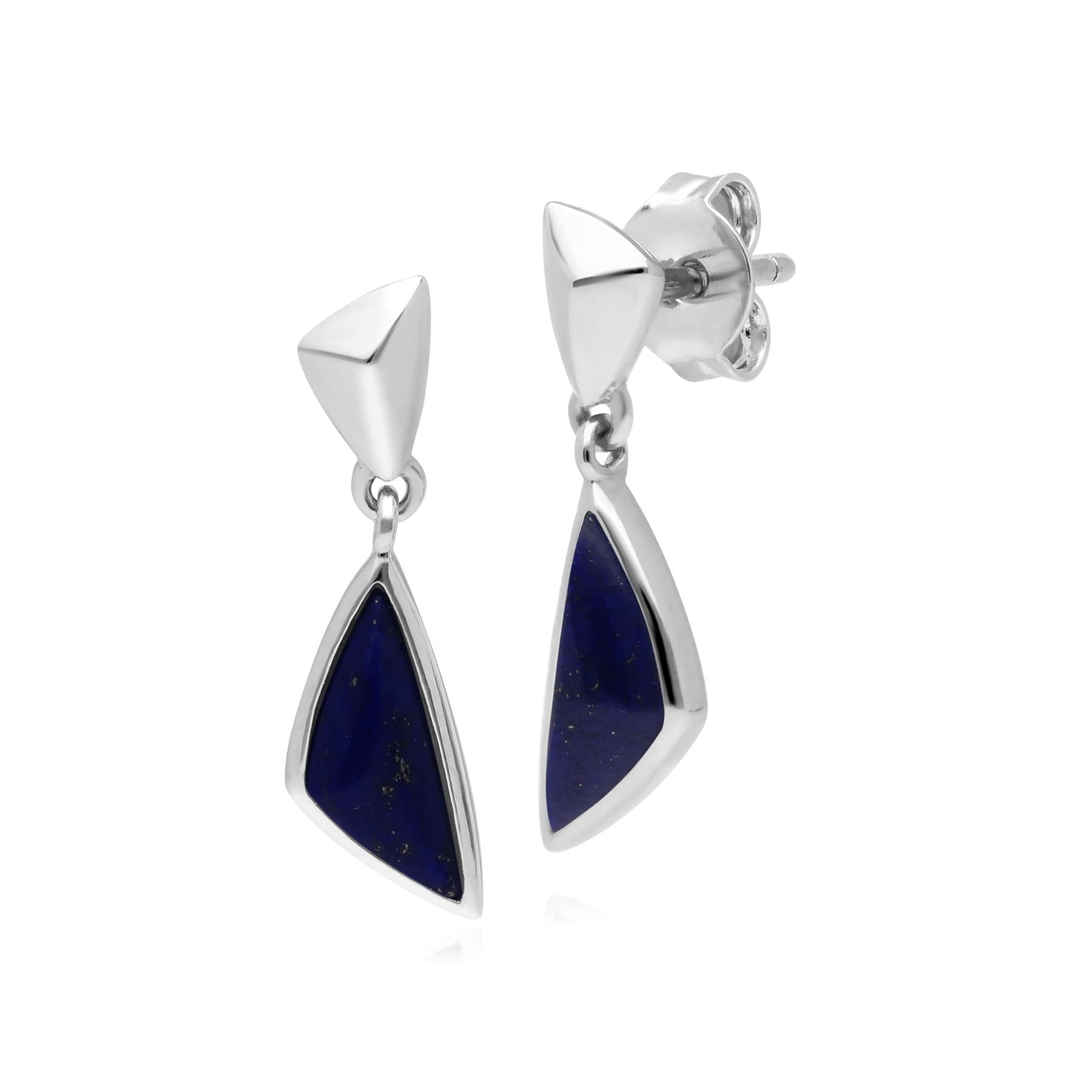 Micro Statement Lapis Lazuli Drop Earrings in 925 Sterling Silver