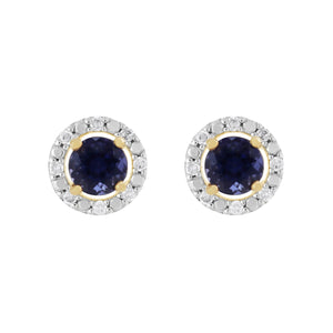 Classic Iolite Stud Earrings & Diamond Round Earrings Jacket Set Image 1