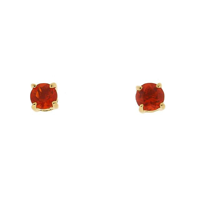 Classic Round Fire Opal Stud Earrings with Detachable Diamond Halo Ear Jacket in 9ct Yellow Gold