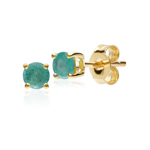 Emerald stud earrings in 9ct yellow gold image 1