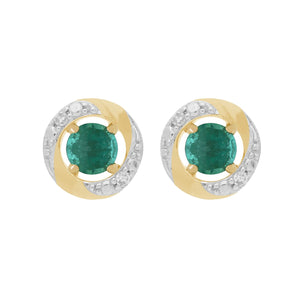 Classic Emerald Stud Earrings & Diamond Halo Ear Jacket Image 1 