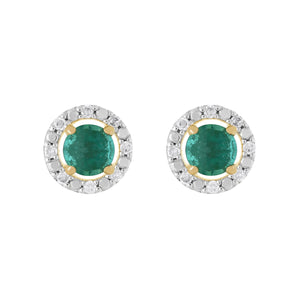 Classic Emerald Stud Earrings & Diamond Round Earrings Jacket Set Image 1