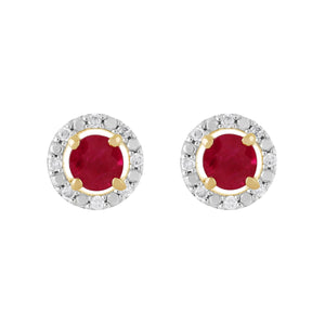 Classic Ruby Stud Earrings & Diamond Round Earrings Jacket Set Image 1
