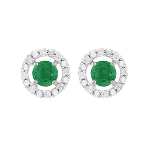 Classic Emerald Stud Earrings & Diamond Round Ear Jacket Image 1 