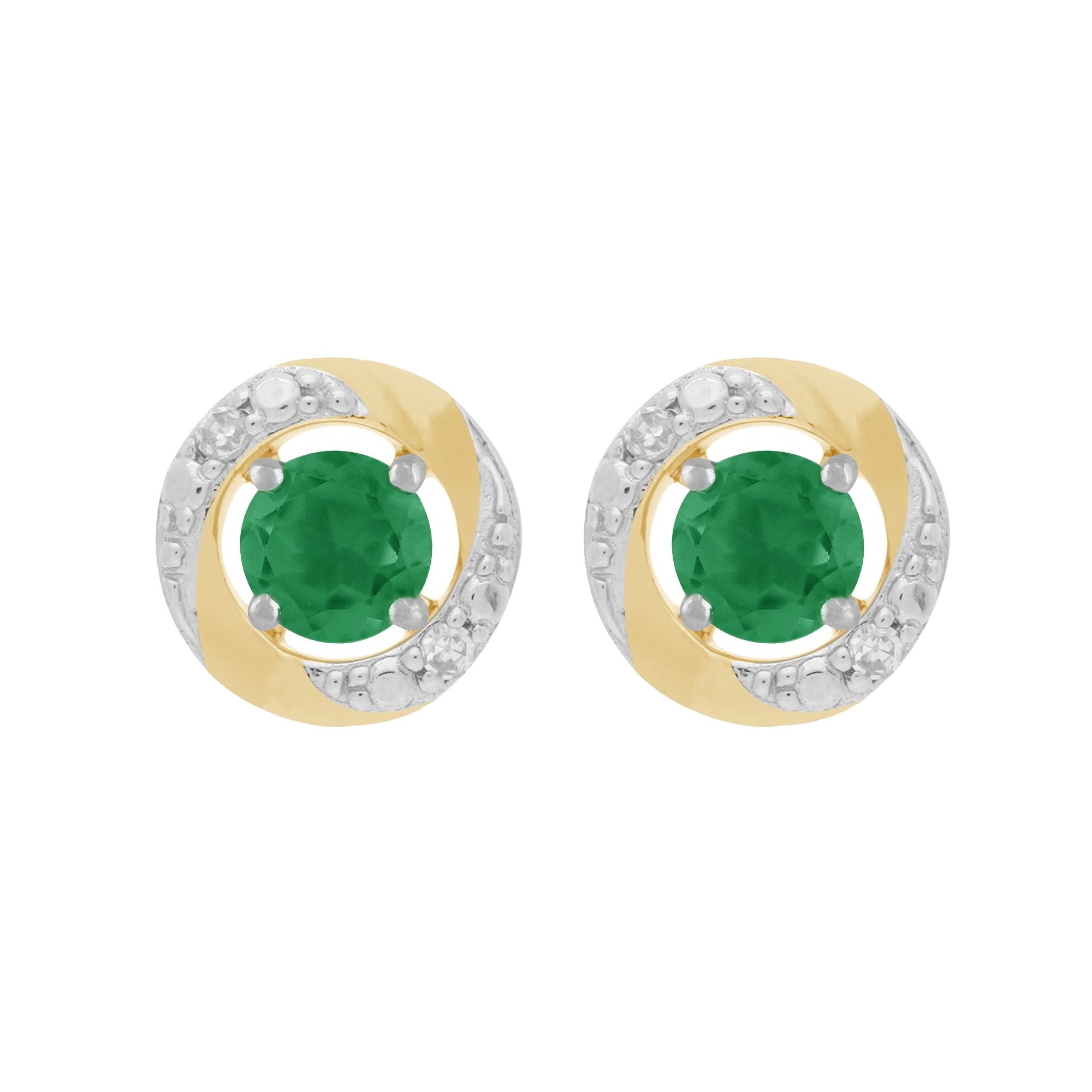 9ct White Gold Emerald Stud Earrings & Diamond Halo Ear Jacket Image 1 