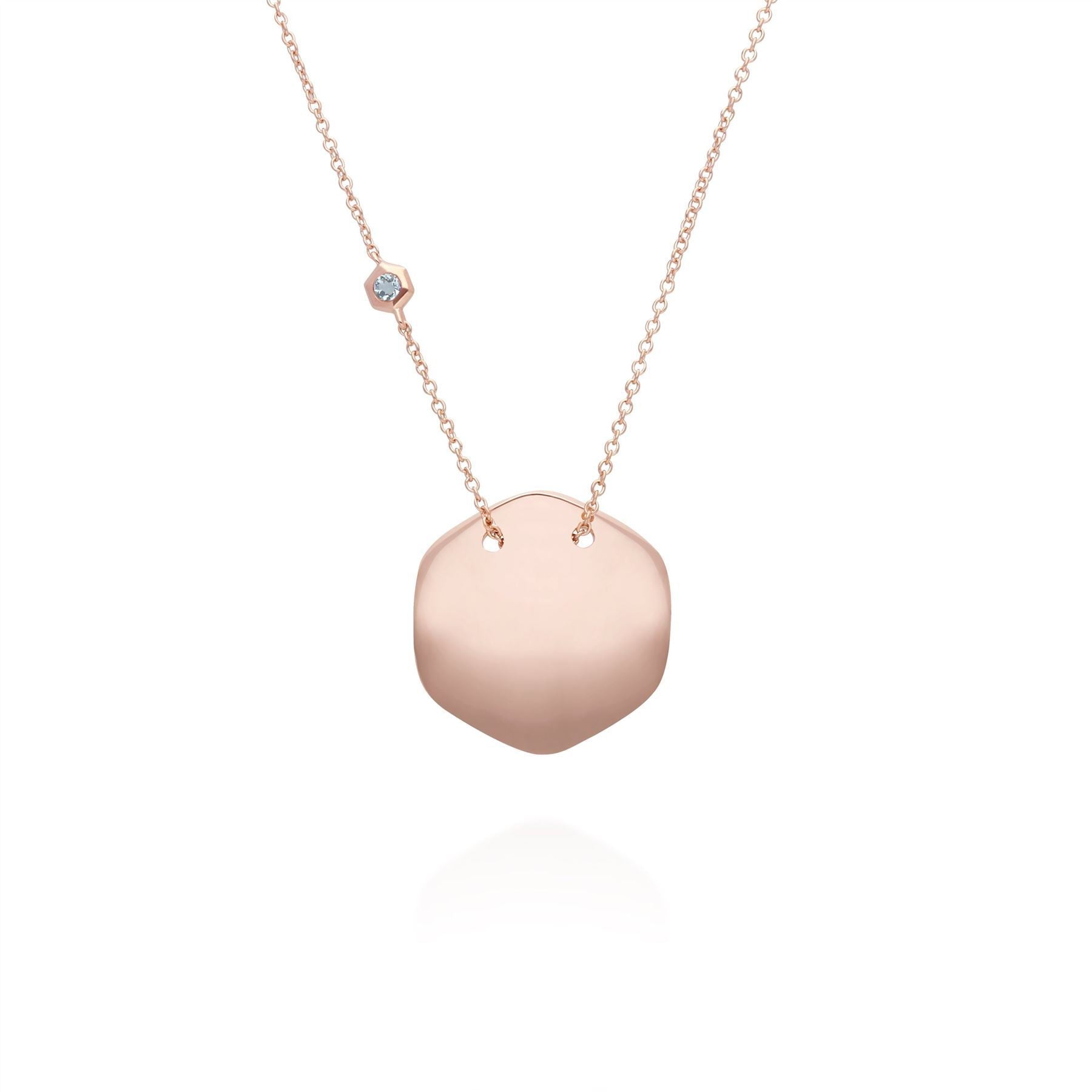 Aquamarine Engravable Necklace in Rose Gold Plated Sterling Silver