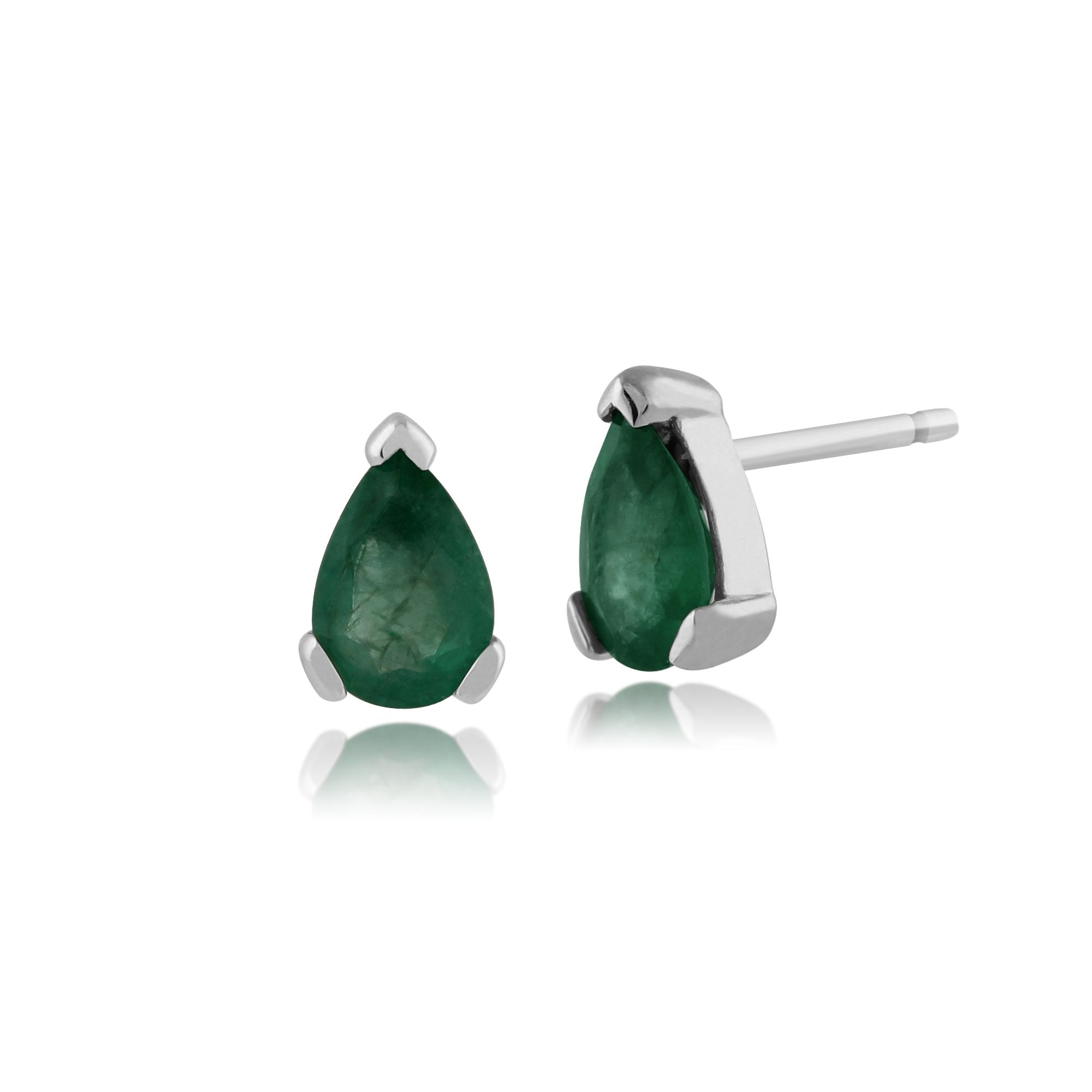 Classic Pear Emerald Stud Earrings in 9ct White Gold 6.5mmx4mm