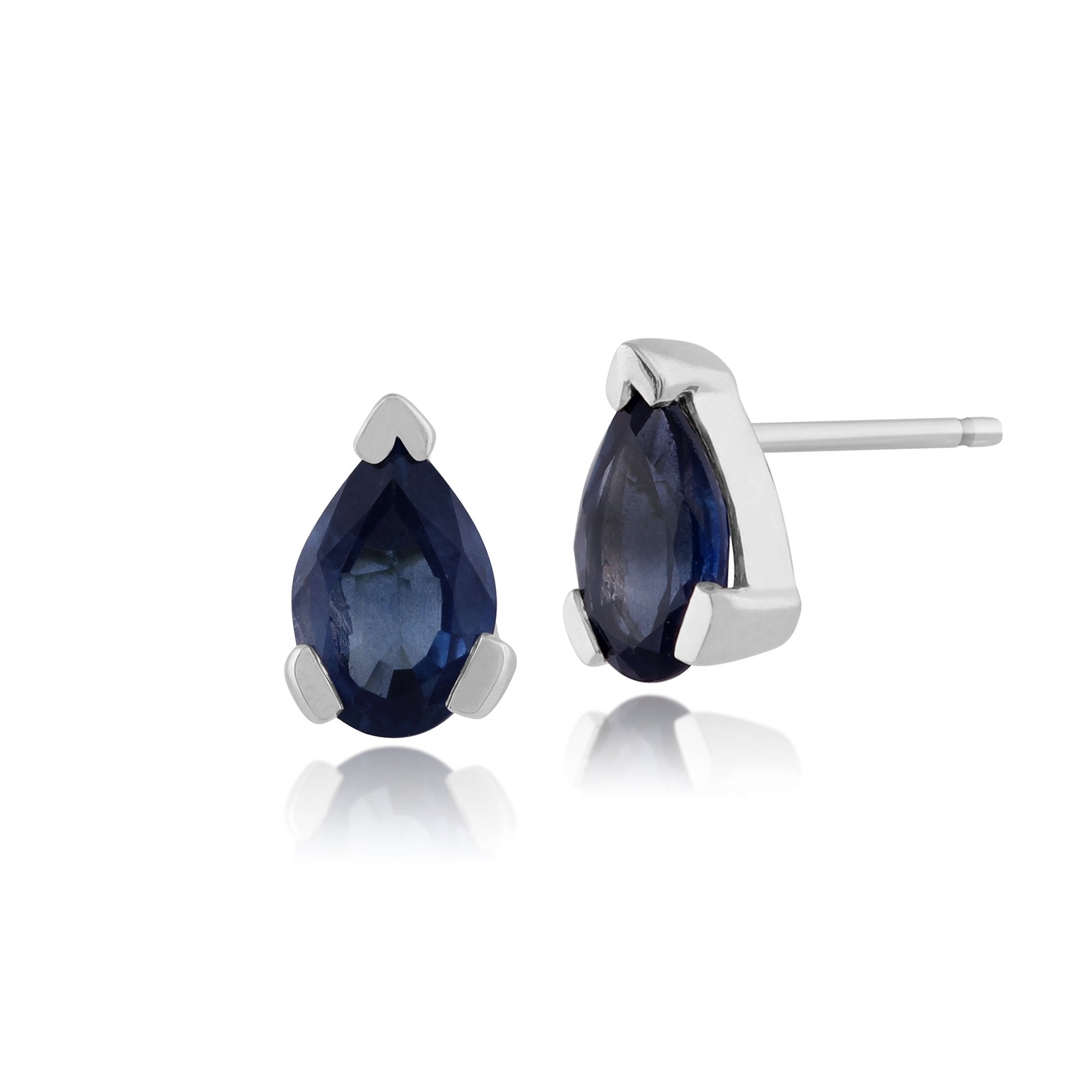 Classic Pear Light Blue Sapphire Stud Earrings in 9ct White Gold 6.5x4mm