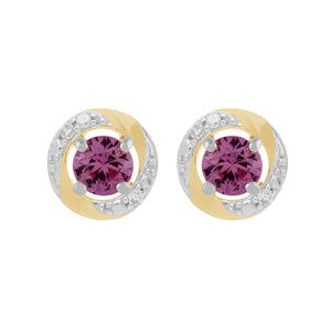9ct White Gold Pink Sapphire Stud Earrings & Diamond Halo Ear Jacket Image 1 