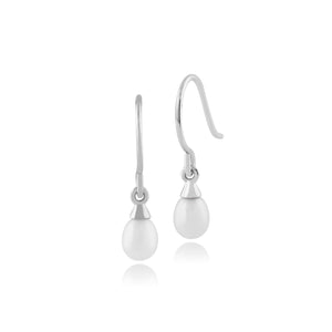 Classic Freshwater Pearl Drop Earrings in 9ct White Gold