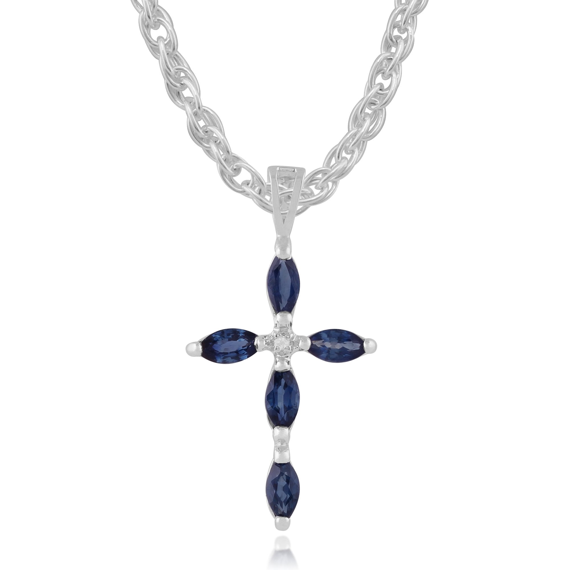 Sapphire & Diamond Cross Pendant Image 1