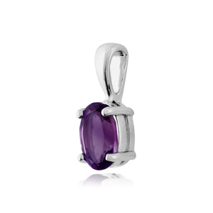 Classic Oval Amethyst Pendant in 9ct White Gold
