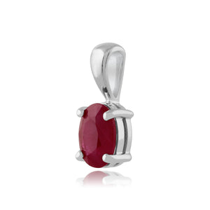 Classic Oval Ruby Pendant in 9ct White Gold