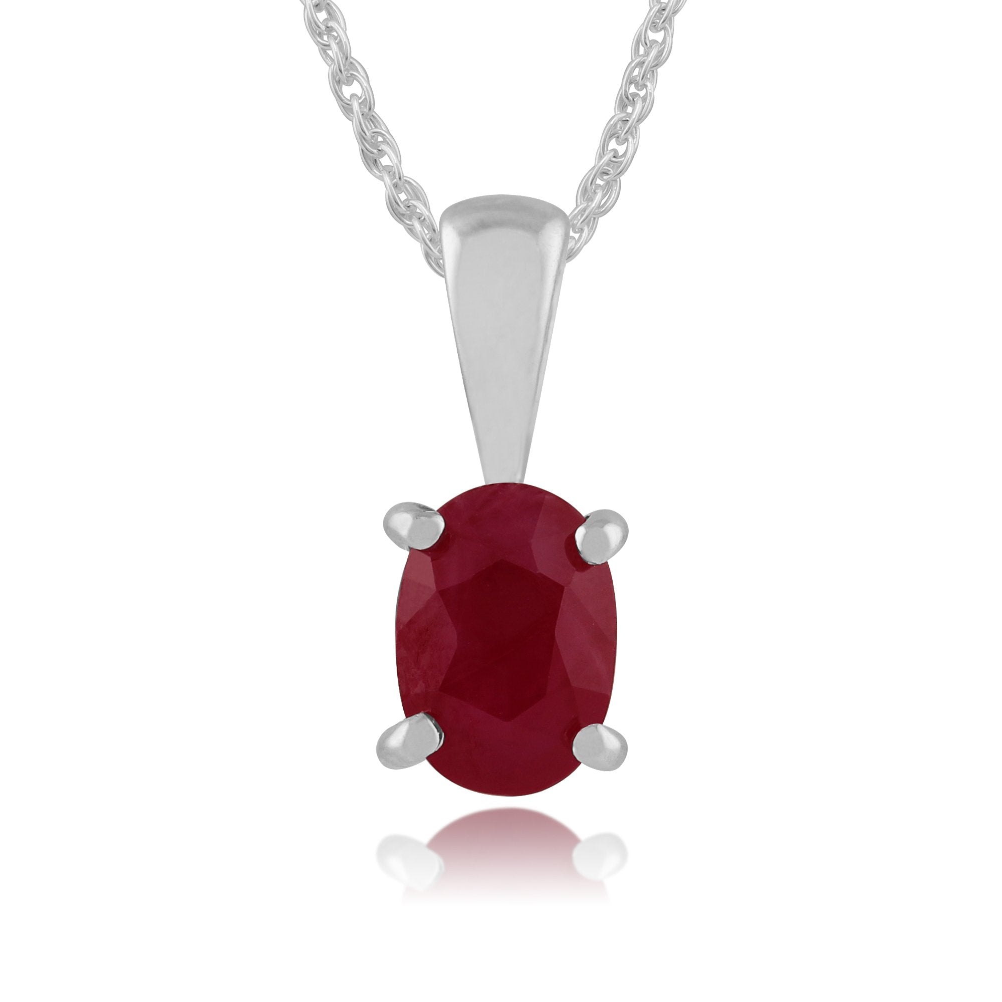 Classic Oval Ruby Pendant in 9ct White Gold