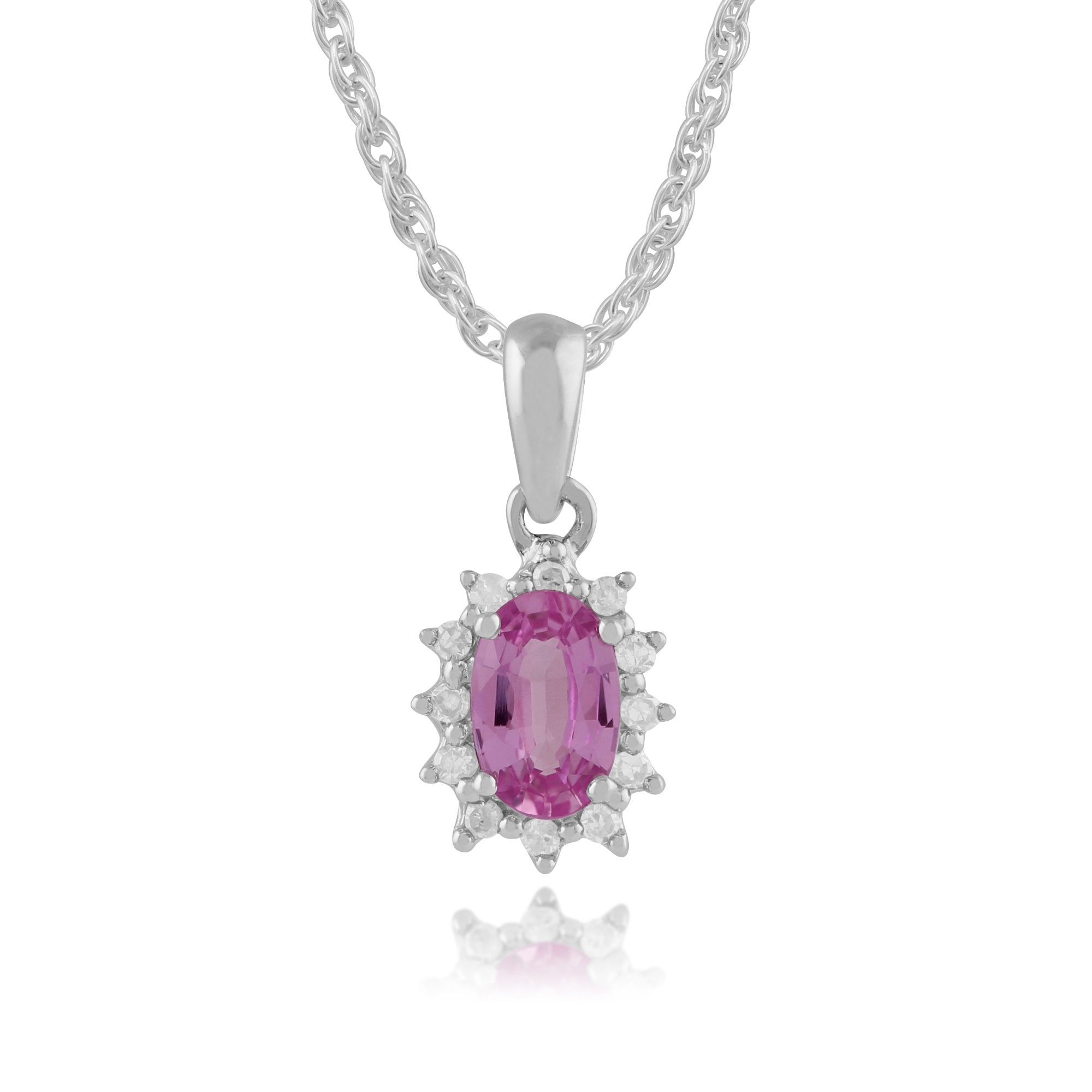 Oval Pink Sapphire & Diamond Cluster Pendant