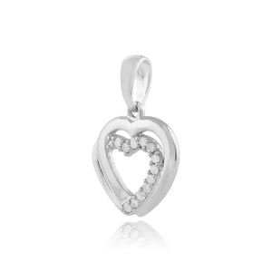 Classic Round Diamond Heart Pendant in 9ct White Gold