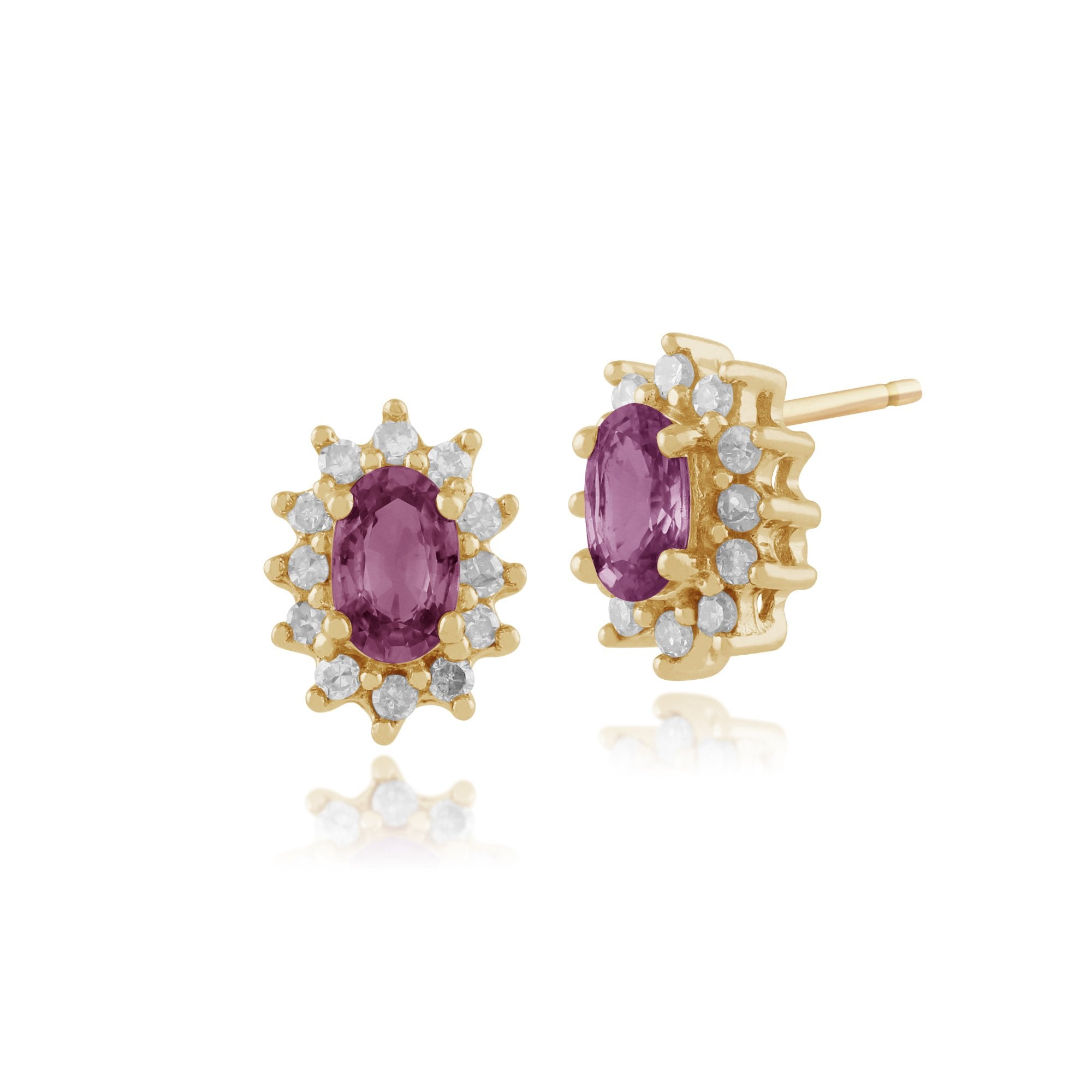 Classic Pear Pink Sapphire & Diamond Cluster Stud Earrings & Pendant Image 2