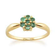 Anello Gemondo con smeraldo, anello a grappolo floreale con smeraldo naturale da 0,30 ct, in oro giallo da 9 ct