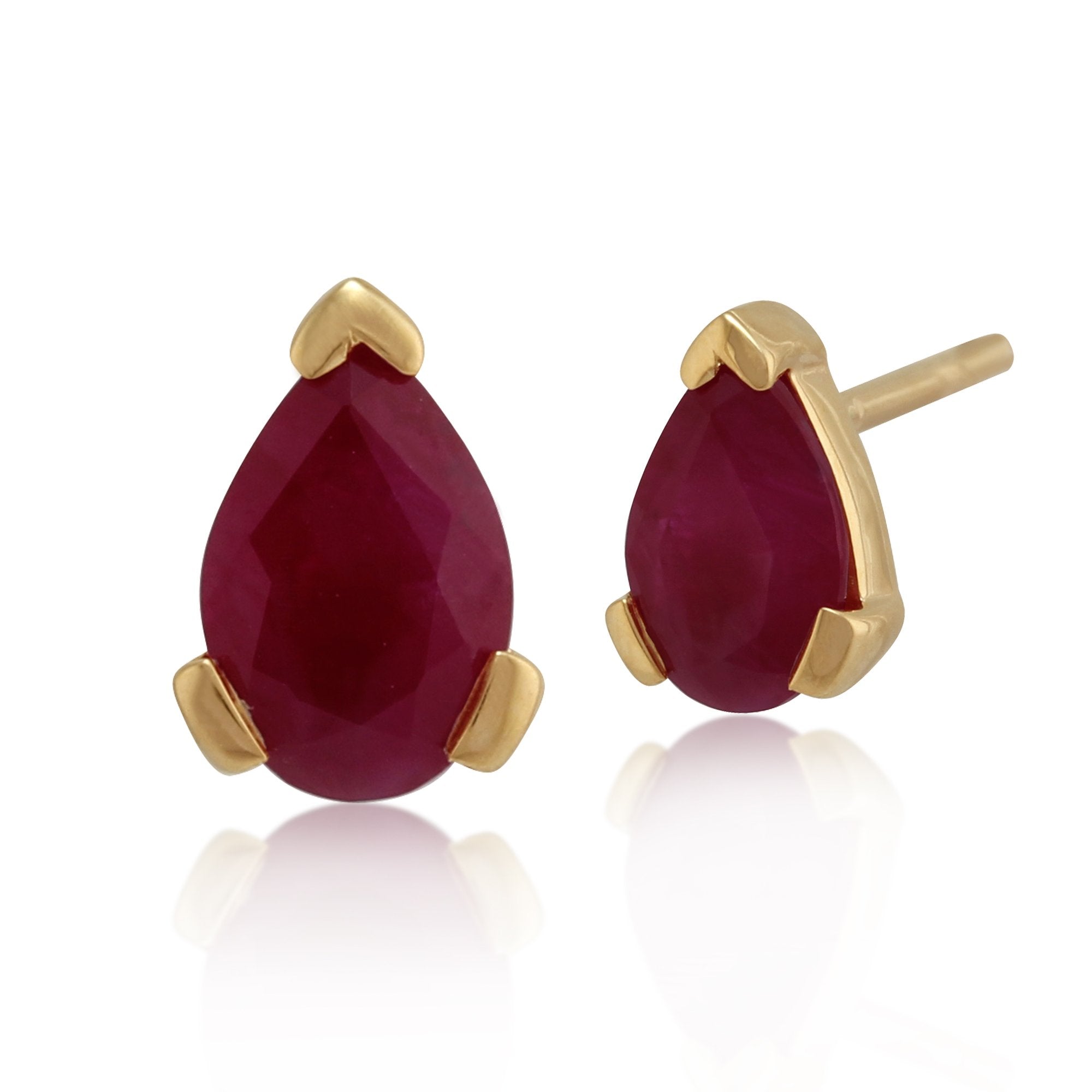 Classic Pear Ruby Stud Earrings in 9ct Yellow Gold 6.5x4mm