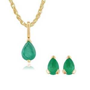 Classic Emerald Stud Earrings & Pendant Set Image 1