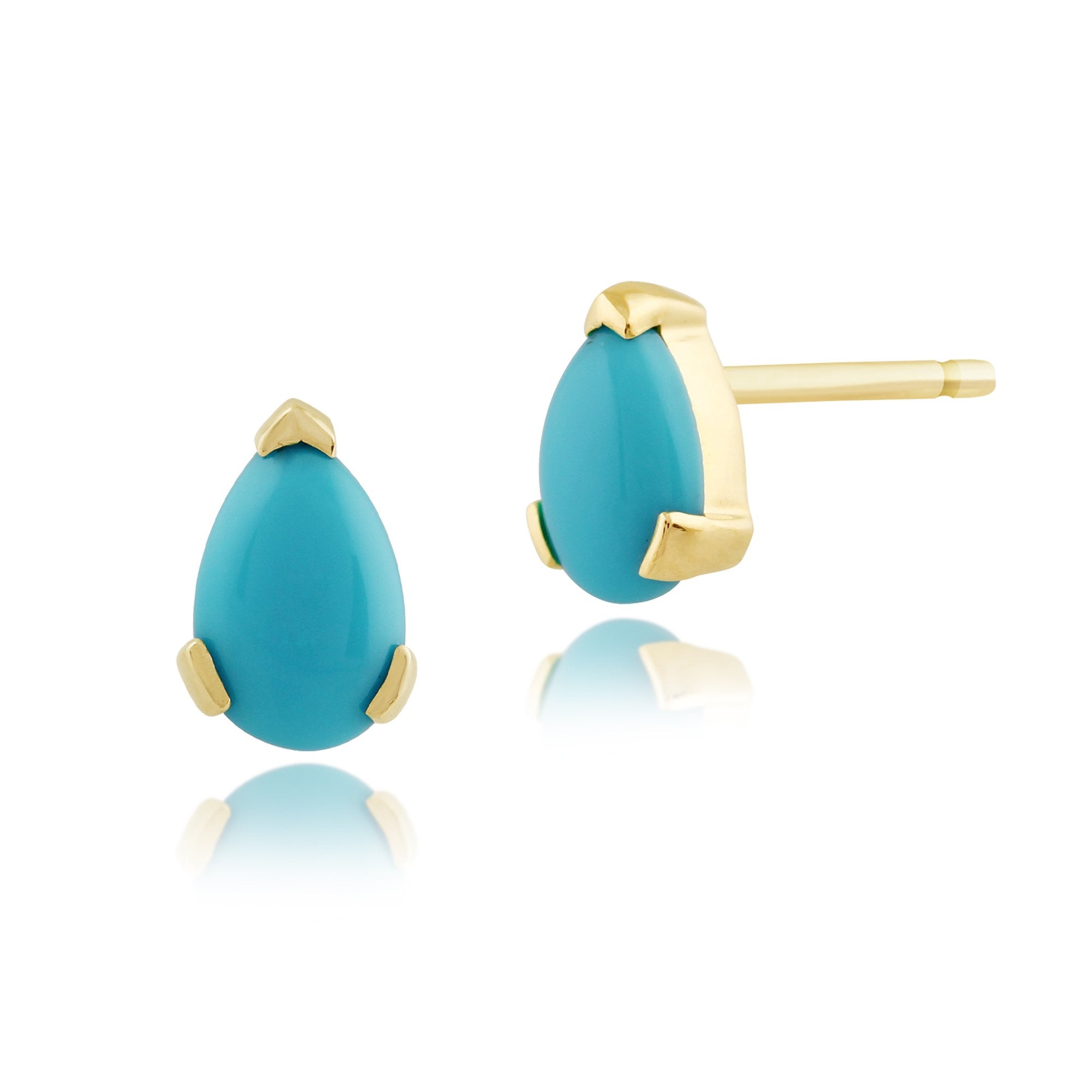 Classic Pear Turquoise Stud Earrings in 9ct Yellow Gold 6.5x4mm