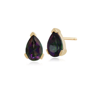 Classic Pear Mystic Topaz Claw Set Stud Earrings in 9ct Yellow Gold