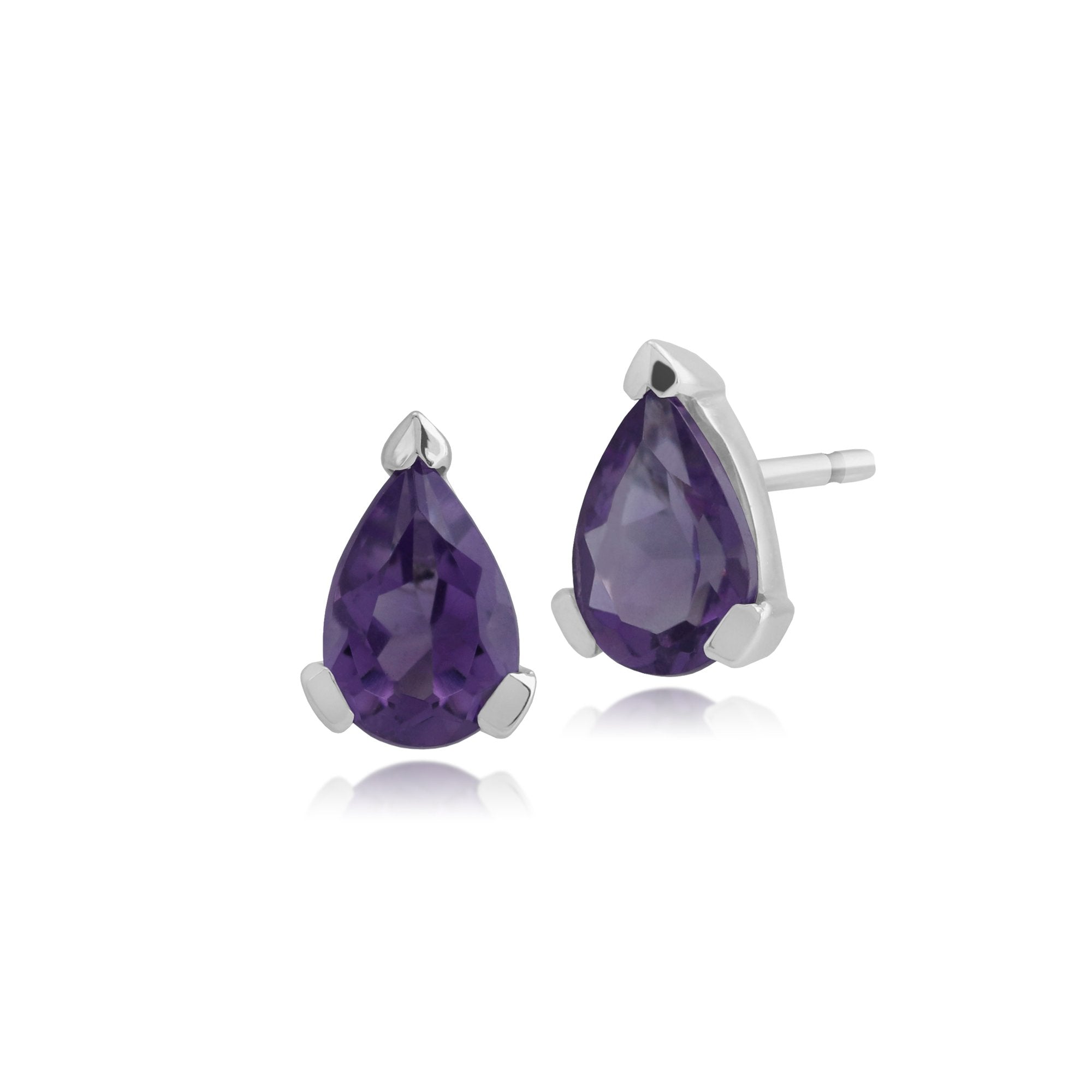 Classic Pear Amethyst Stud Earrings in 9ct White Gold 6.5x4mm