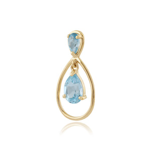 Classic Pear Blue Topaz Drop Pendant in 9ct Yellow Gold